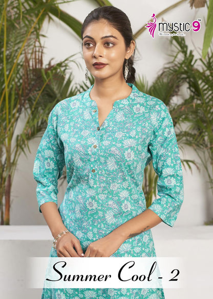 Summer Cool Vol 2 Mystic 9 Cambric Knee Length Kurtis Supplier India