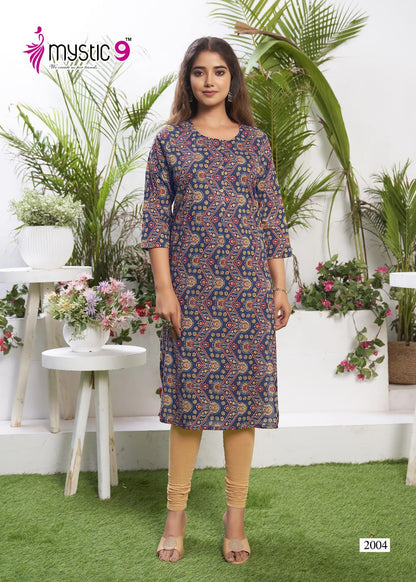 Summer Cool Vol 2 Mystic 9 Cambric Knee Length Kurtis Supplier India