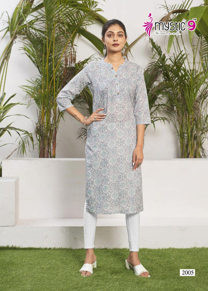 Summer Cool Vol 2 Mystic 9 Cambric Knee Length Kurtis Supplier India