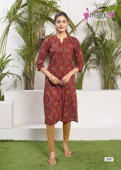 Summer Cool Vol 2 Mystic 9 Cambric Knee Length Kurtis Supplier India