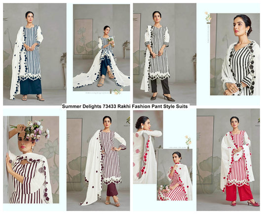 Summer Delights 73433 Rakhi Fashion Mal Chanderi Pant Style Suits Manufacturer Ahmedabad