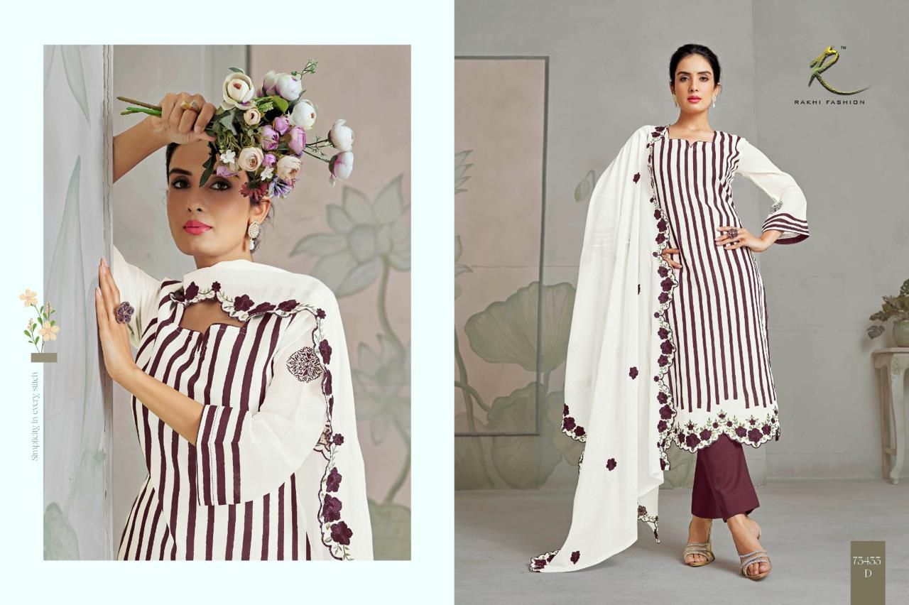 Summer Delights 73433 Rakhi Fashion Mal Chanderi Pant Style Suits Manufacturer Ahmedabad