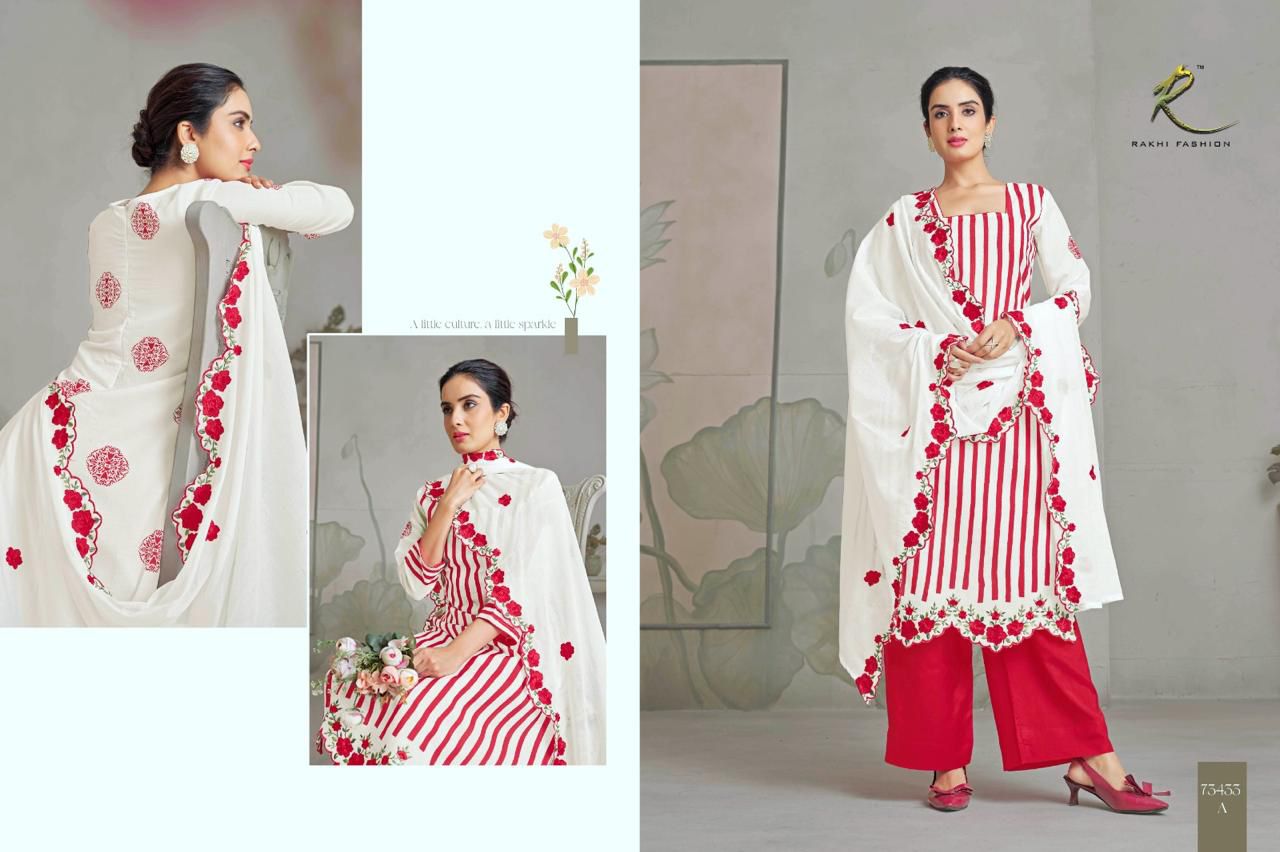 Summer Delights 73433 Rakhi Fashion Mal Chanderi Pant Style Suits Manufacturer Ahmedabad