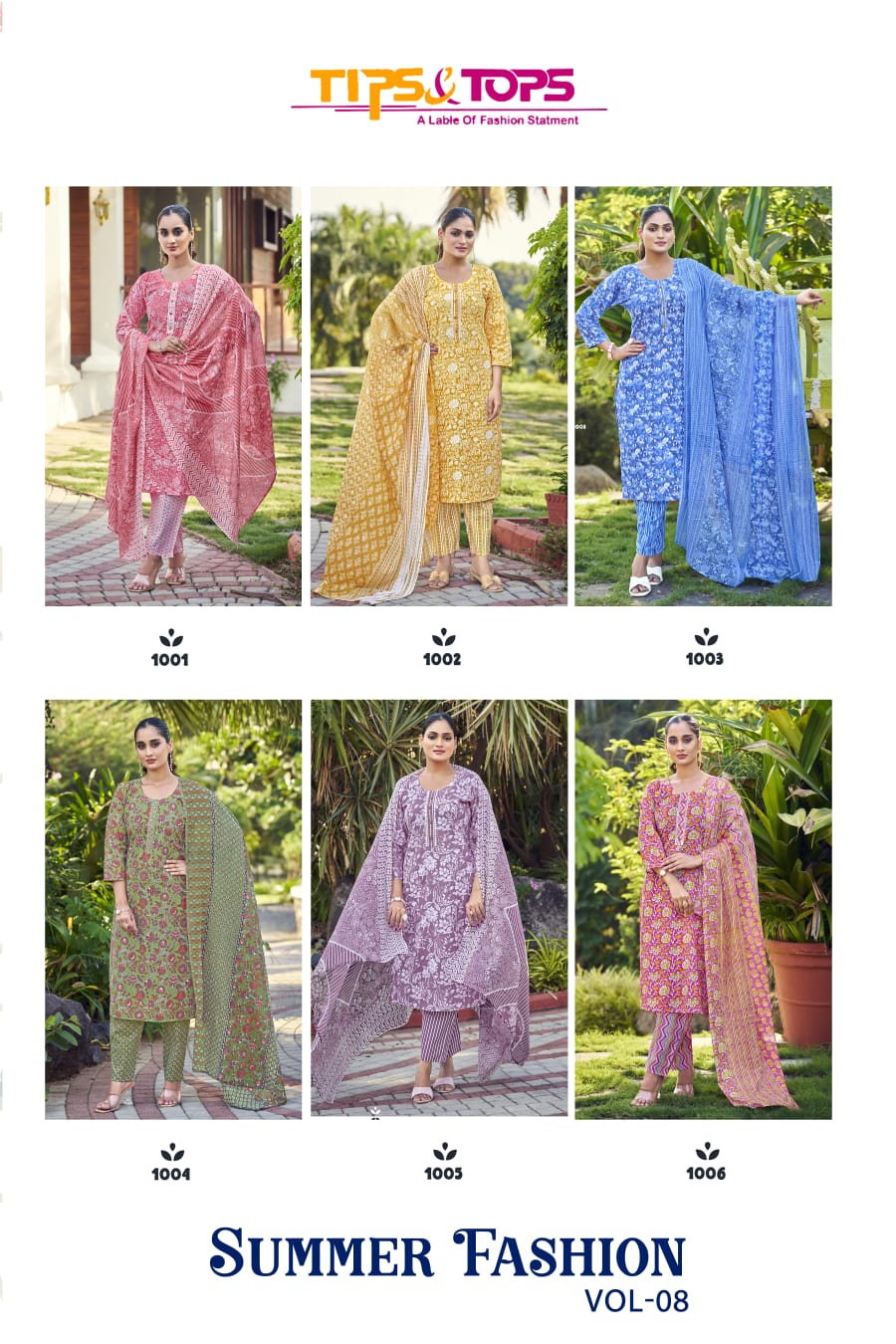 Summer Fashion Vol 08 Tips Tops Cotton Readymade Cotton Pant Suits Wholesaler