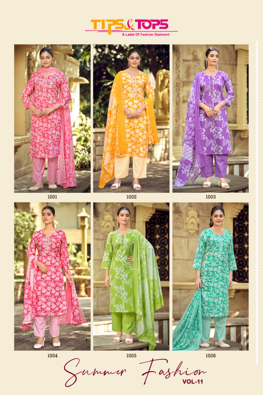 Summer Fashion Vol 11 Tips Tops Readymade Cotton Pant Suits Wholesaler Gujarat