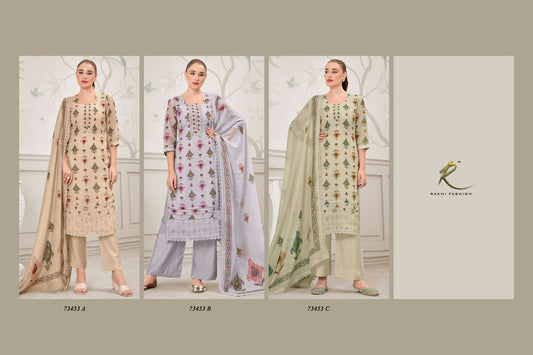 Summer Fragrance 73453 Rakhi Fashion Bemberg Pant Style Suits Supplier Gujarat
