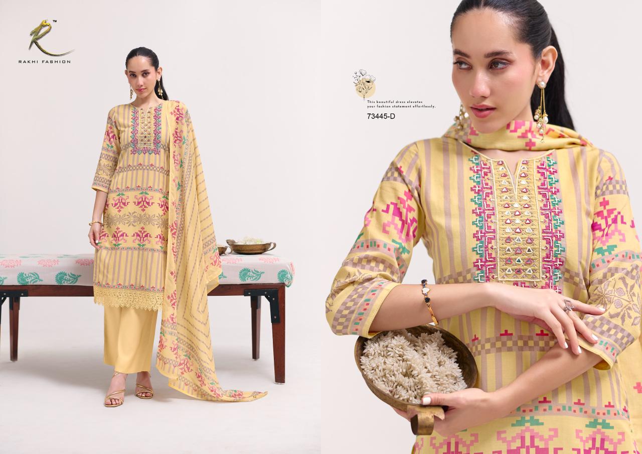 Summer Galaxy Rakhi Fashion Mul Chanderi Pant Style Suits Exporter Ahmedabad