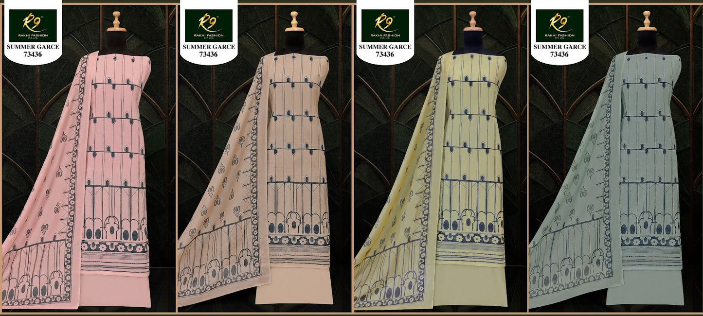 Summer Garce 73436 Rakhi Fashion Mul Chanderi Pant Style Suits Supplier India