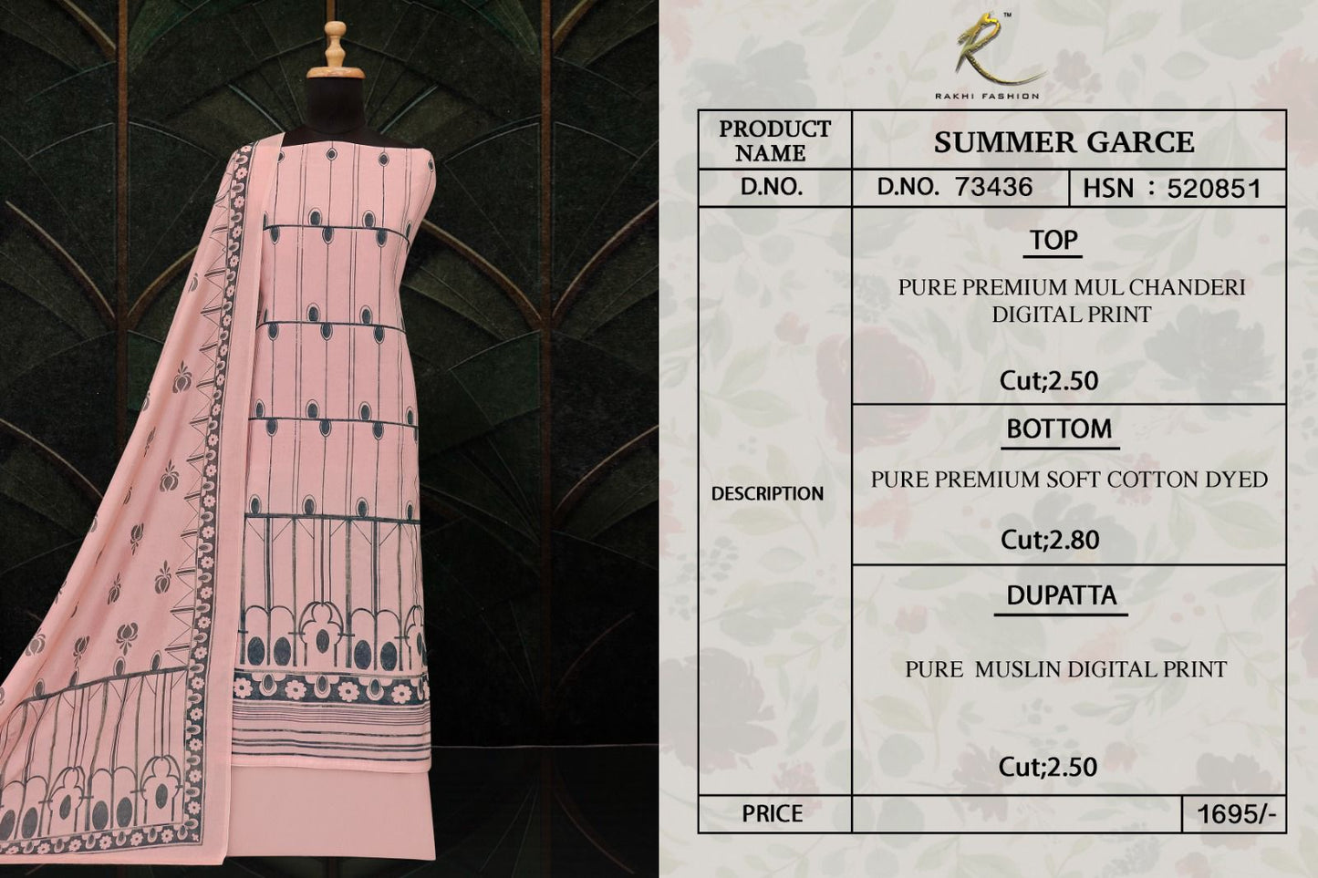 Summer Garce 73436 Rakhi Fashion Mul Chanderi Pant Style Suits Supplier India