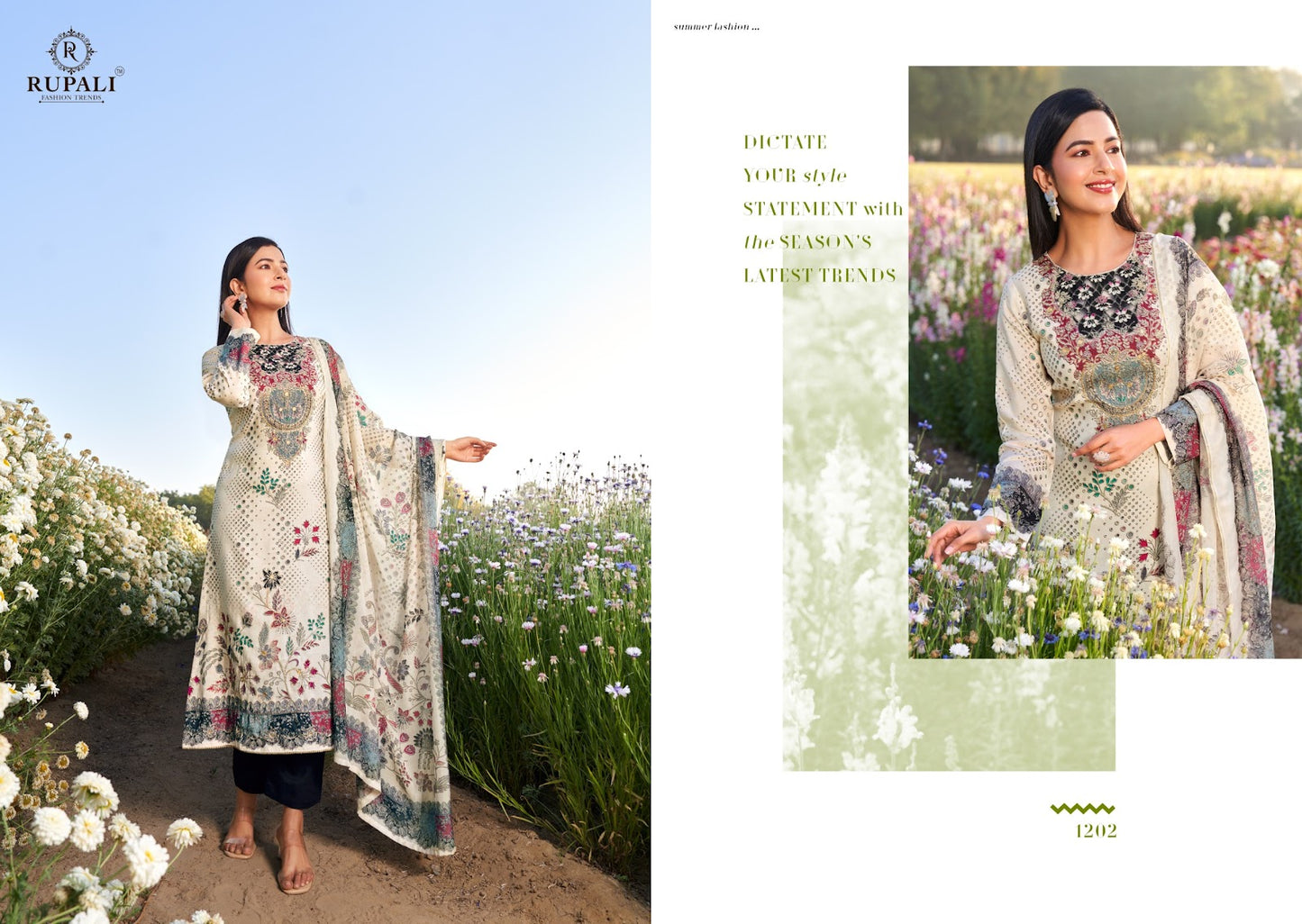 Summer Garden Rupali Viscose Muslin Pant Style Suits Manufacturer