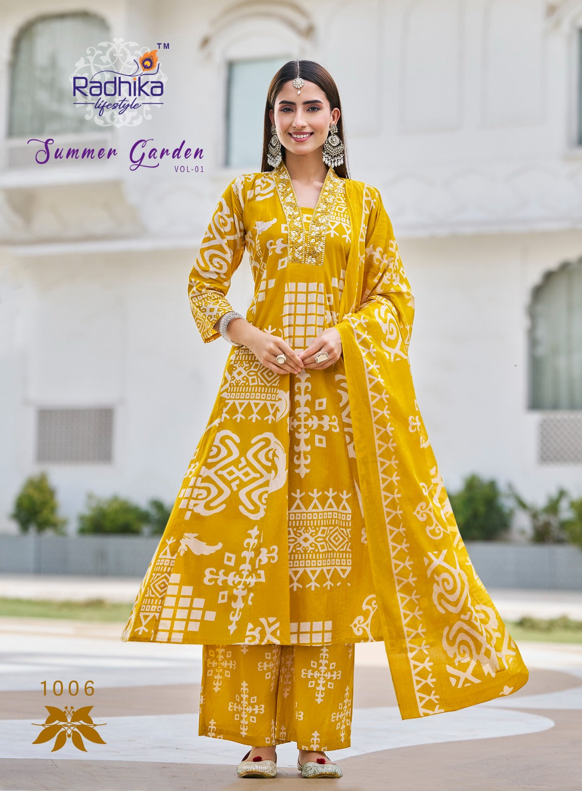 Summer Garden Vol 1 Radhika Lifestyle Cotton Readymade Plazzo Style Suits Wholesale Rate