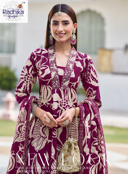 Summer Garden Vol 1 Radhika Lifestyle Cotton Readymade Plazzo Style Suits Wholesale Rate