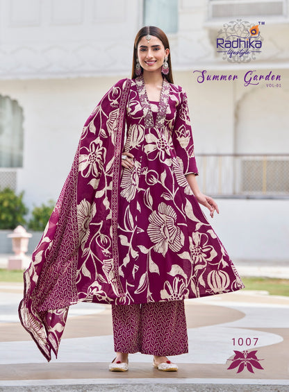 Summer Garden Vol 1 Radhika Lifestyle Cotton Readymade Plazzo Style Suits Wholesale Rate