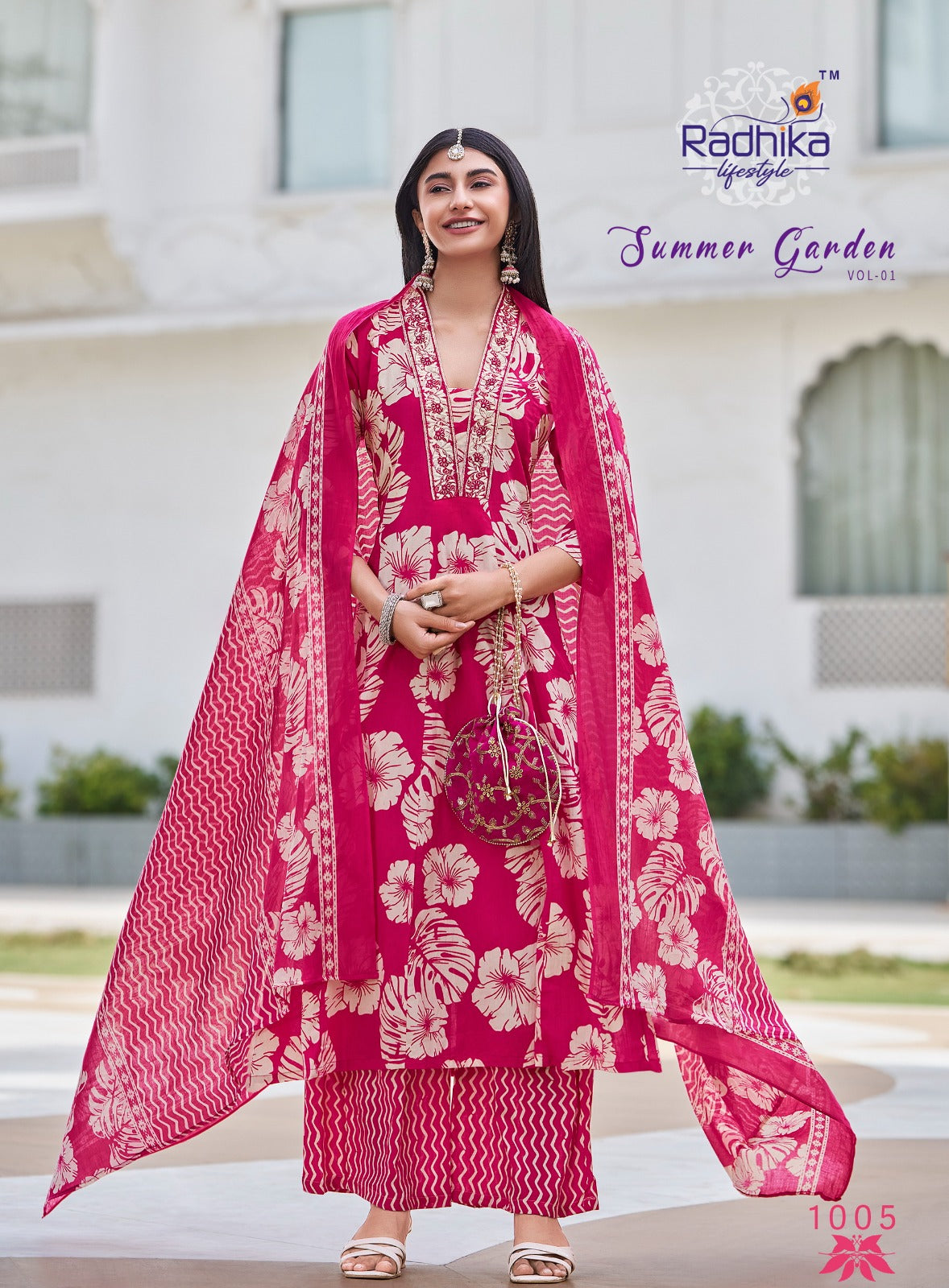 Summer Garden Vol 1 Radhika Lifestyle Cotton Readymade Plazzo Style Suits Wholesale Rate