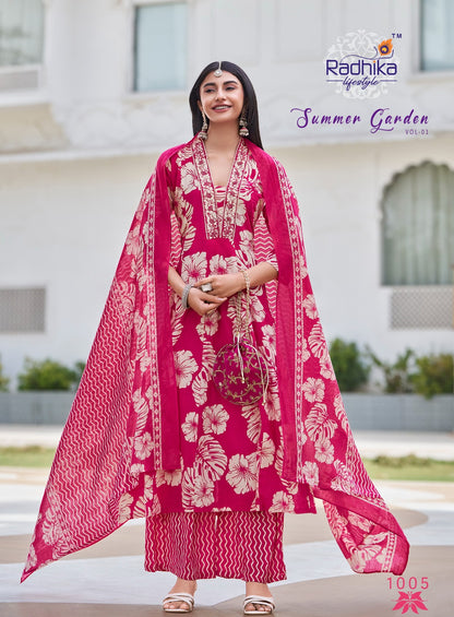 Summer Garden Vol 1 Radhika Lifestyle Cotton Readymade Plazzo Style Suits Wholesale Rate
