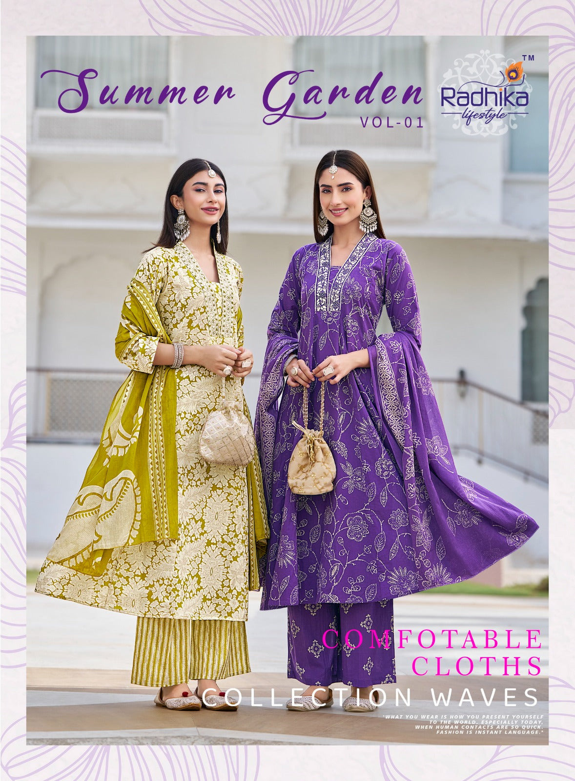 Summer Garden Vol 1 Radhika Lifestyle Cotton Readymade Plazzo Style Suits Wholesale Rate