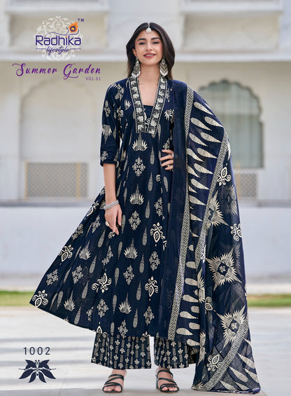 Summer Garden Vol 1 Radhika Lifestyle Cotton Readymade Plazzo Style Suits Wholesale Rate