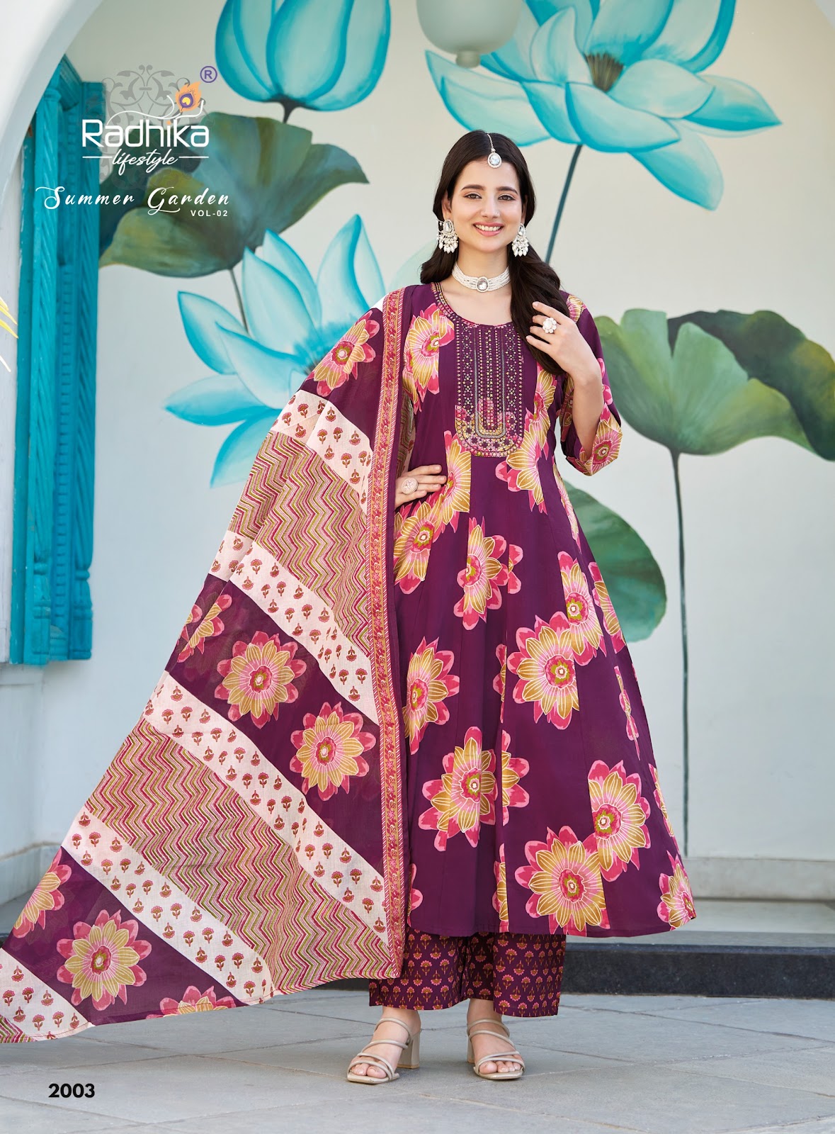 Summer Garden Vol 2 Radhika Lifestyle Pure Cotton Readymade Plazzo Style Suits Manufacturer India