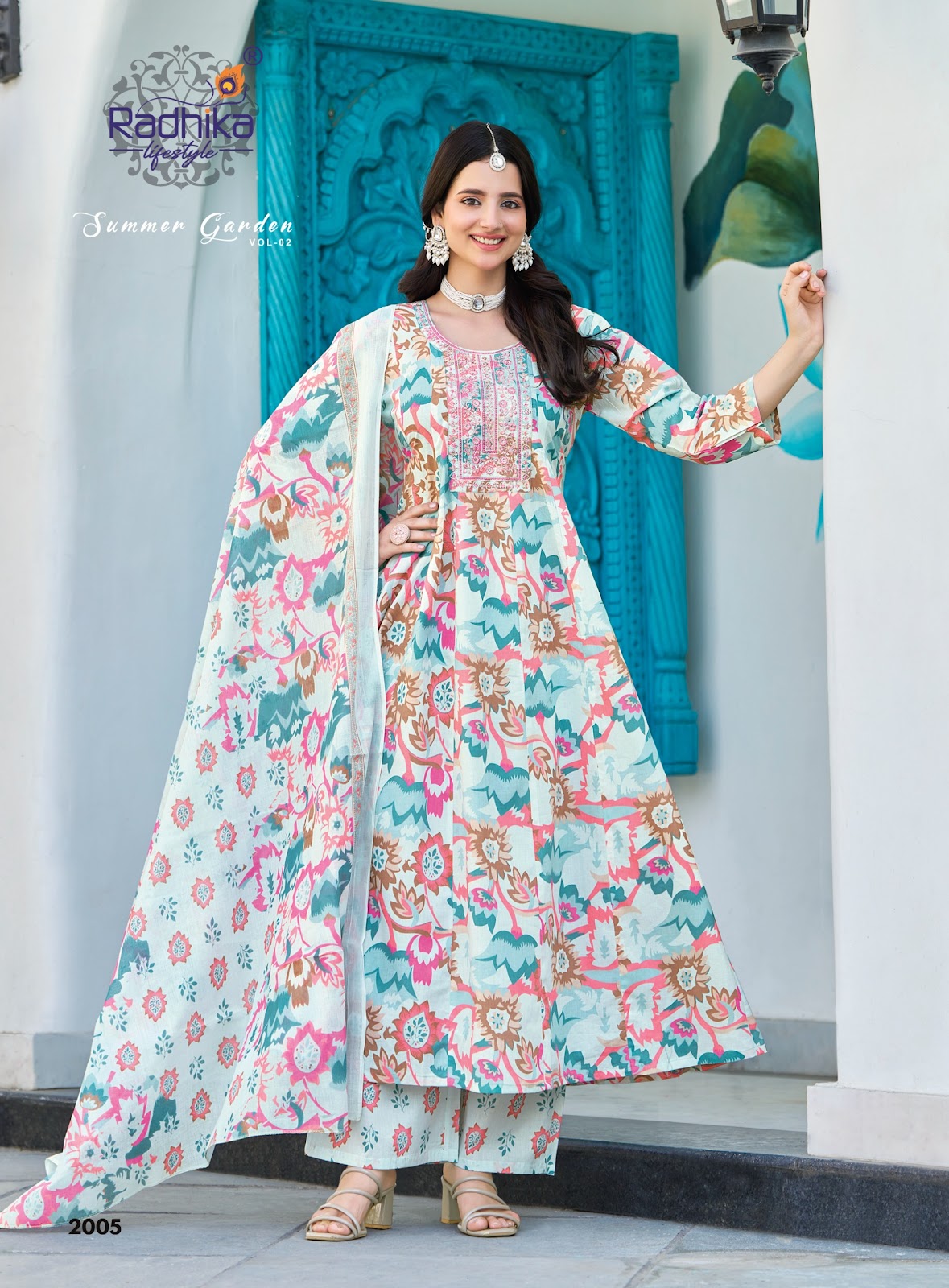 Summer Garden Vol 2 Radhika Lifestyle Pure Cotton Readymade Plazzo Style Suits Manufacturer India