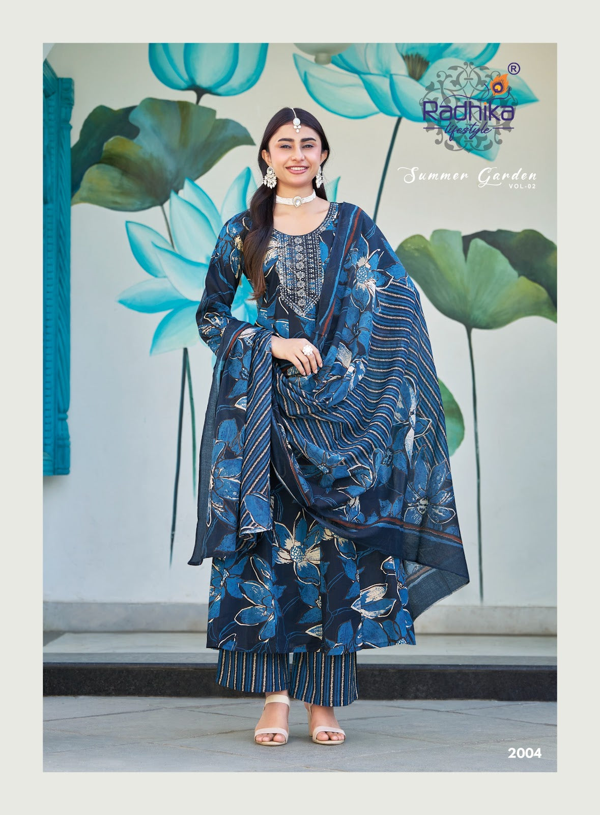 Summer Garden Vol 2 Radhika Lifestyle Pure Cotton Readymade Plazzo Style Suits Manufacturer India