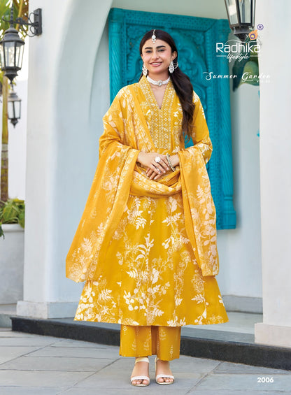 Summer Garden Vol 2 Radhika Lifestyle Pure Cotton Readymade Plazzo Style Suits Manufacturer India