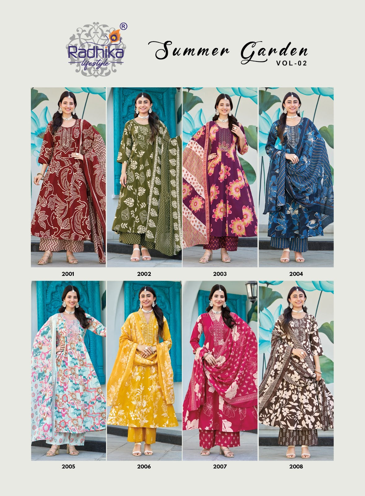 Summer Garden Vol 2 Radhika Lifestyle Pure Cotton Readymade Plazzo Style Suits Manufacturer India