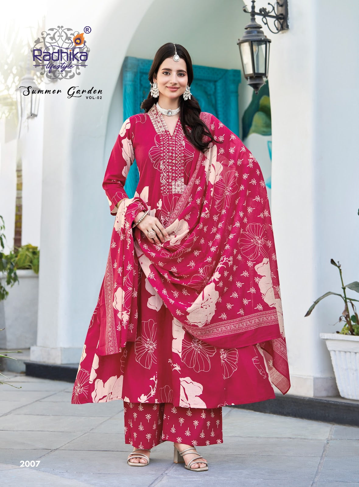 Summer Garden Vol 2 Radhika Lifestyle Pure Cotton Readymade Plazzo Style Suits Manufacturer India