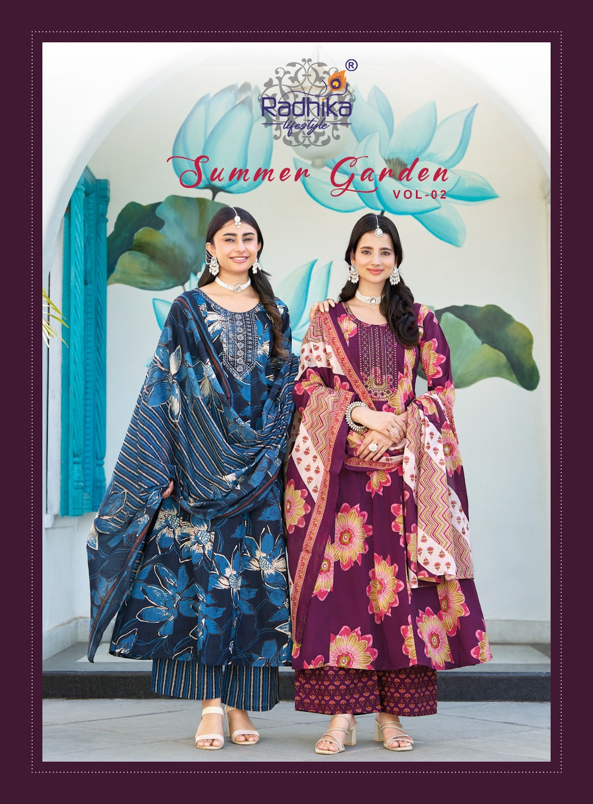 Summer Garden Vol 2 Radhika Lifestyle Pure Cotton Readymade Plazzo Style Suits Manufacturer India