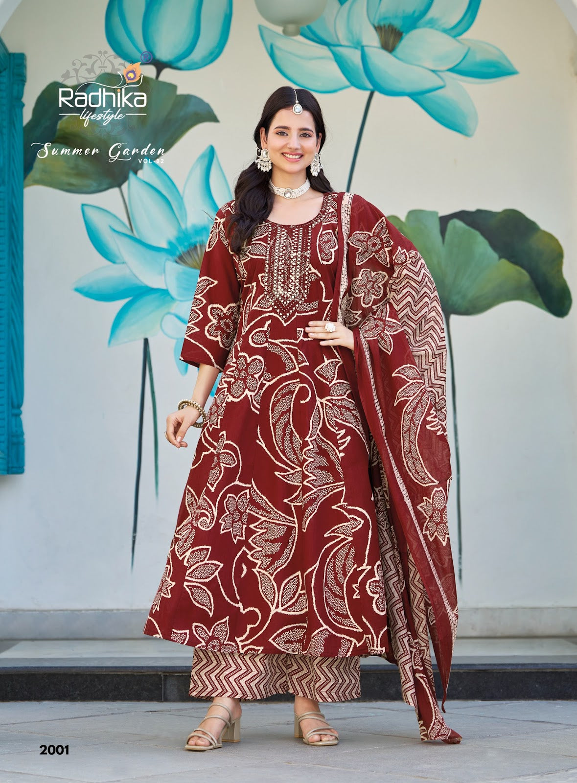 Summer Garden Vol 2 Radhika Lifestyle Pure Cotton Readymade Plazzo Style Suits Manufacturer India
