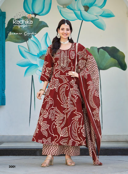 Summer Garden Vol 2 Radhika Lifestyle Pure Cotton Readymade Plazzo Style Suits Manufacturer India