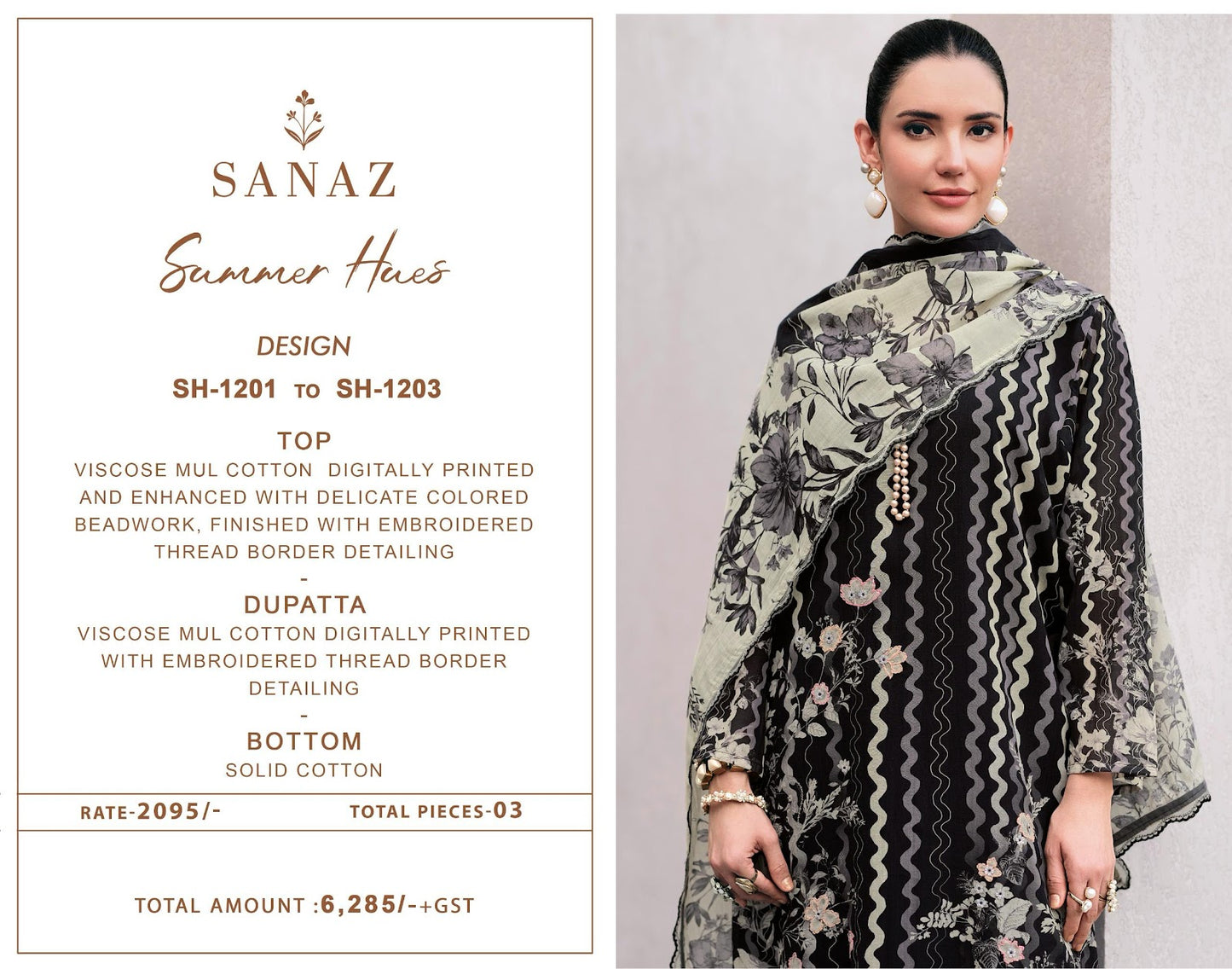 Summer Hues Sanaz Viscose Mul Pakistani Salwar Suits Exporter Gujarat