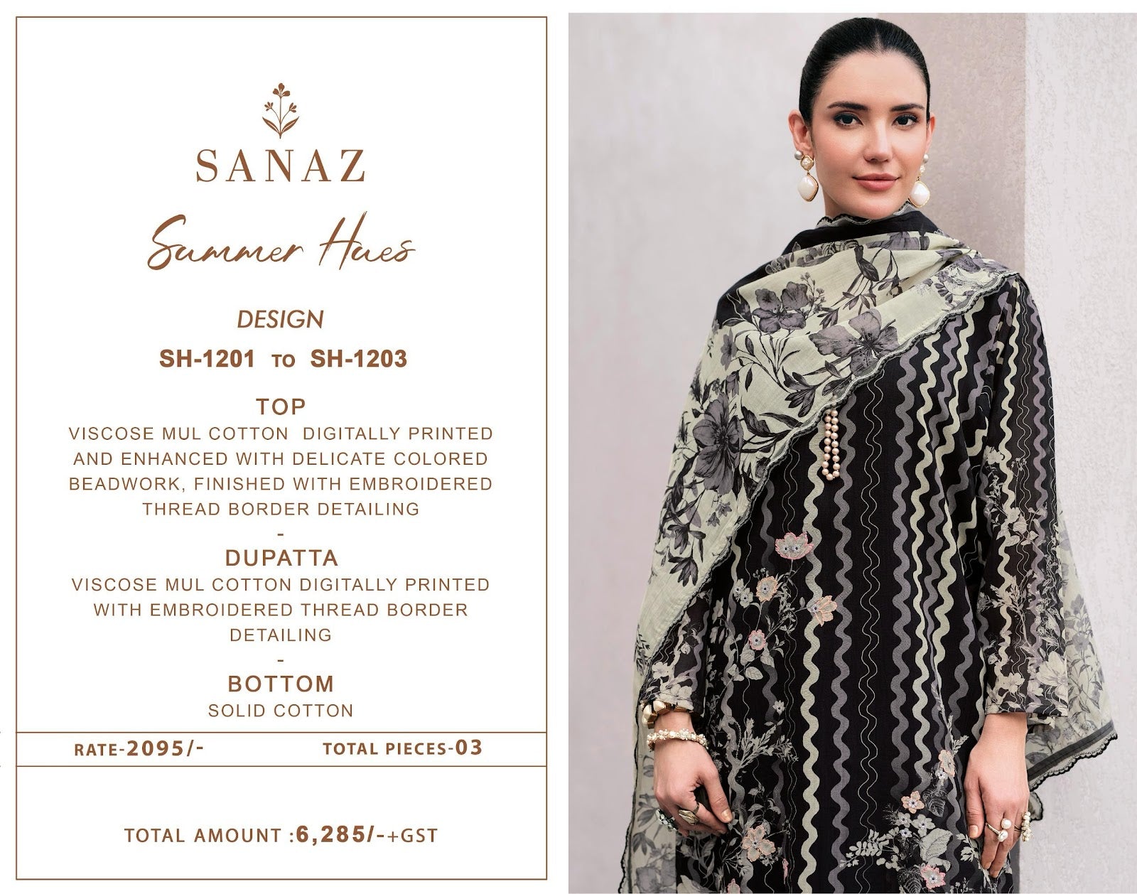 Summer Hues Sanaz Viscose Mul Pakistani Salwar Suits Exporter Gujarat