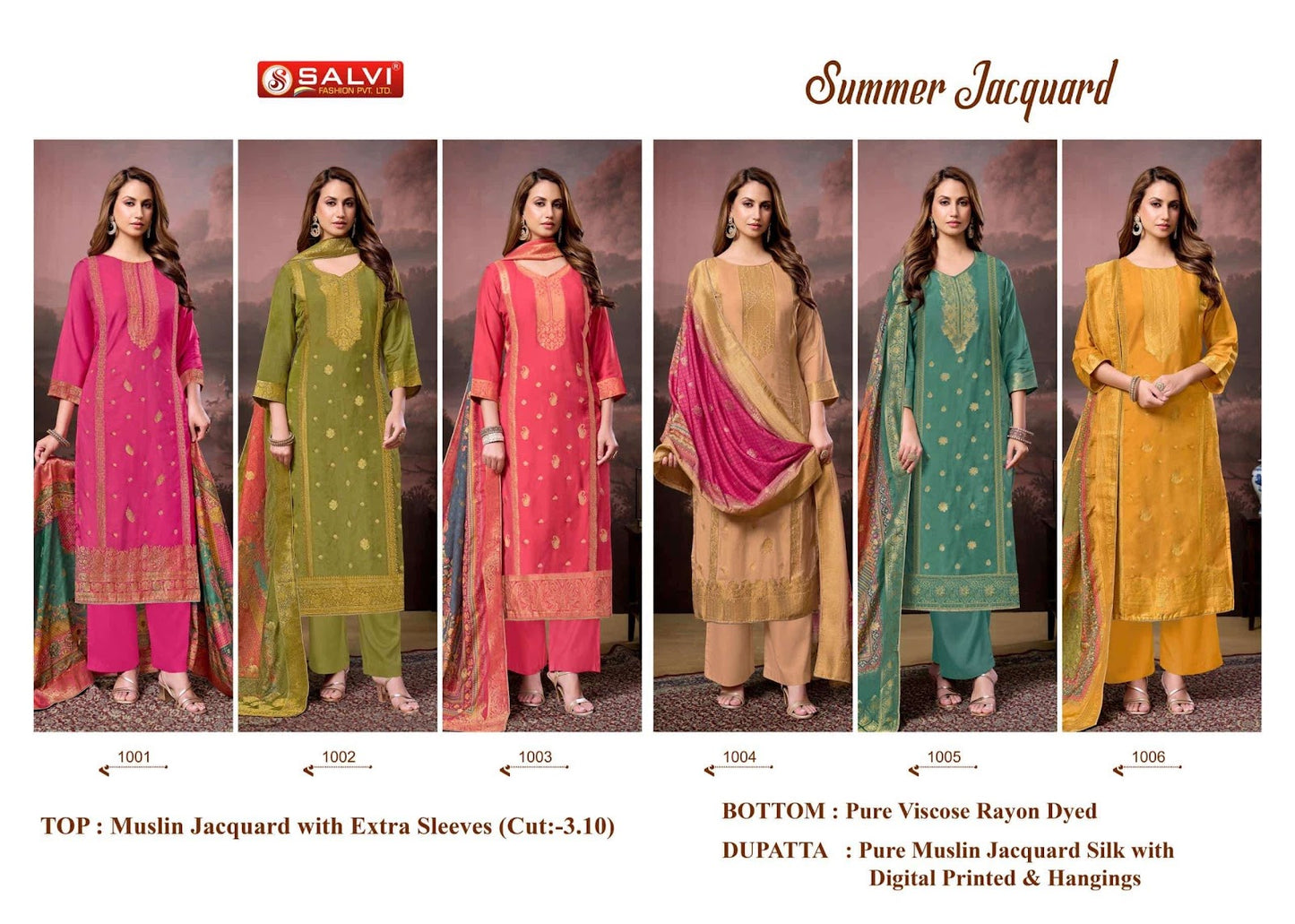 Summer Jacquard Salvi Fashion Muslin Pant Style Suits Wholesale