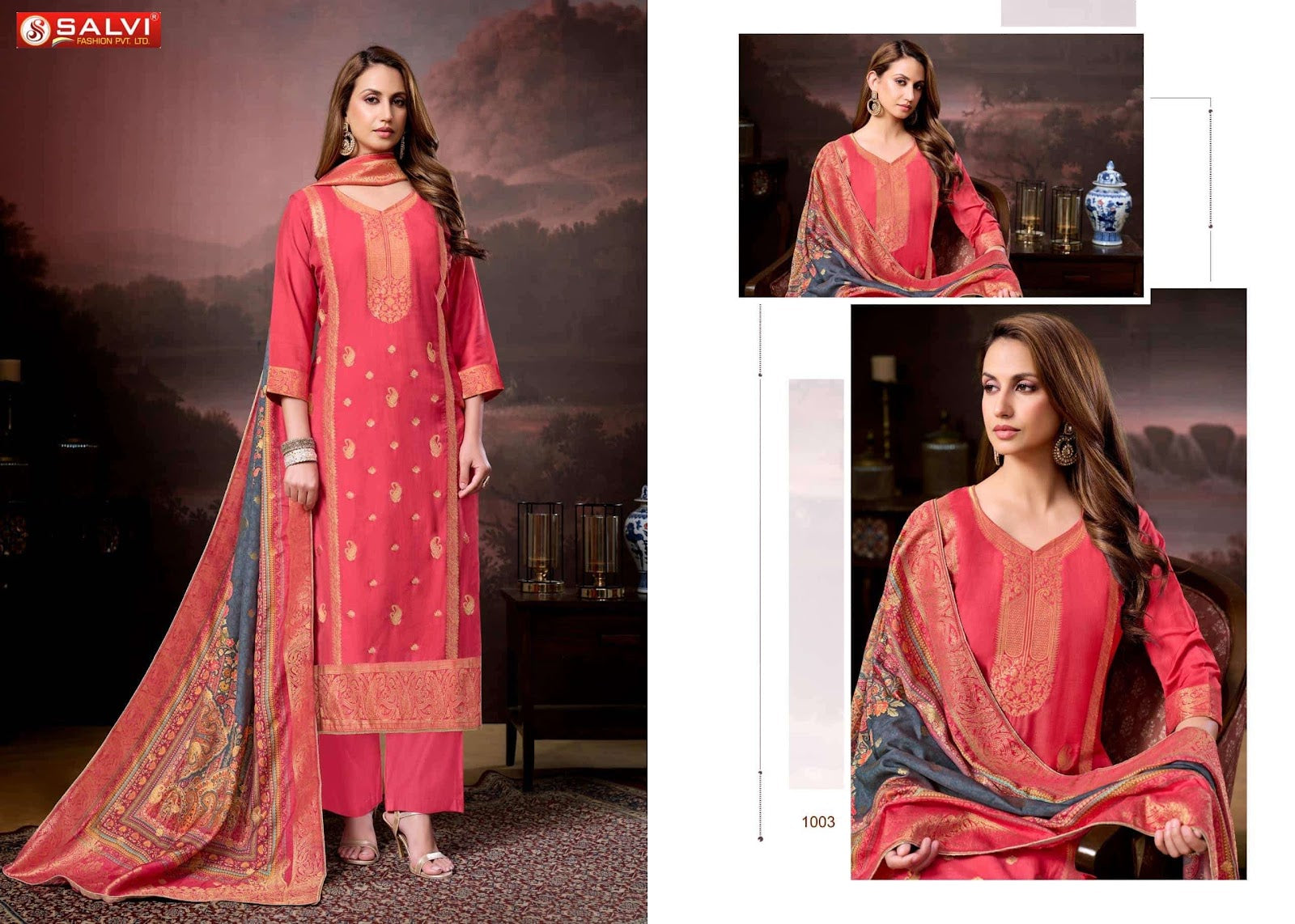 Summer Jacquard Salvi Fashion Muslin Pant Style Suits Wholesale