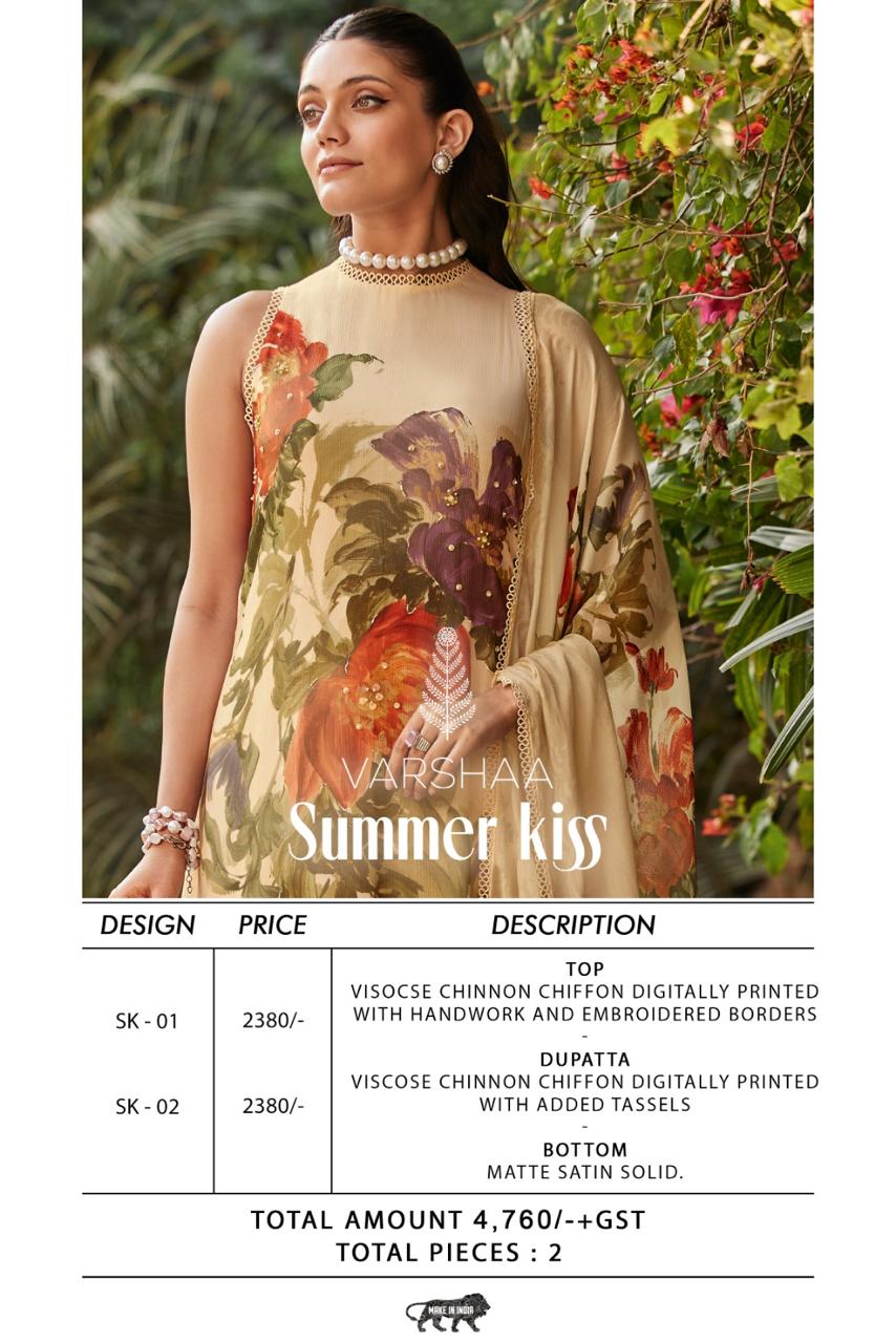 Summer Kiss Varshaa Viscose Chinnon Pant Style Suits Exporter Gujarat