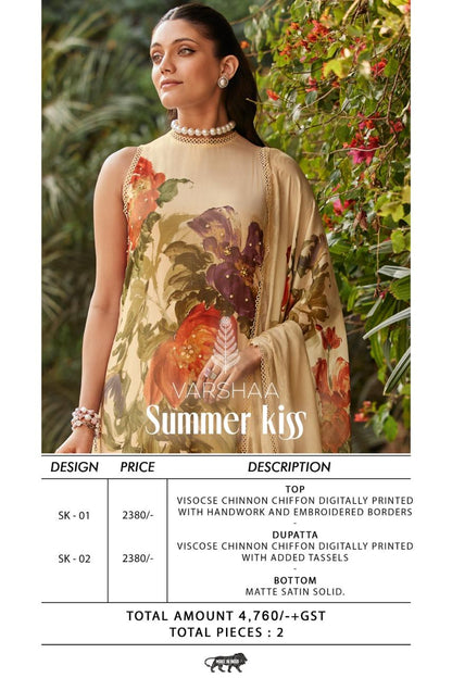 Summer Kiss Varshaa Viscose Chinnon Pant Style Suits Exporter Gujarat