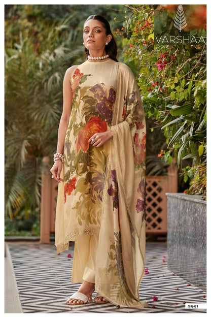 Summer Kiss Varshaa Viscose Chinnon Pant Style Suits Exporter Gujarat