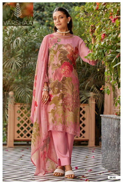 Summer Kiss Varshaa Viscose Chinnon Pant Style Suits Exporter Gujarat