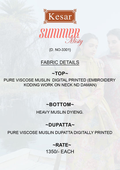 Summer Misty Kesar Viscose Muslin Pant Style Suits Manufacturer India