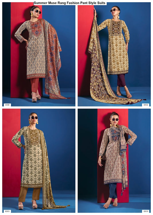 Summer Muse Rang Fashion Cotton Cambric Pant Style Suits Wholesaler India