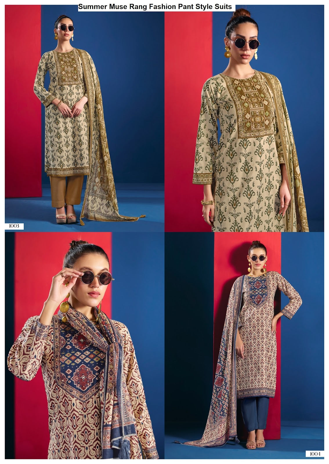 Summer Muse Rang Fashion Cotton Cambric Pant Style Suits Wholesaler India