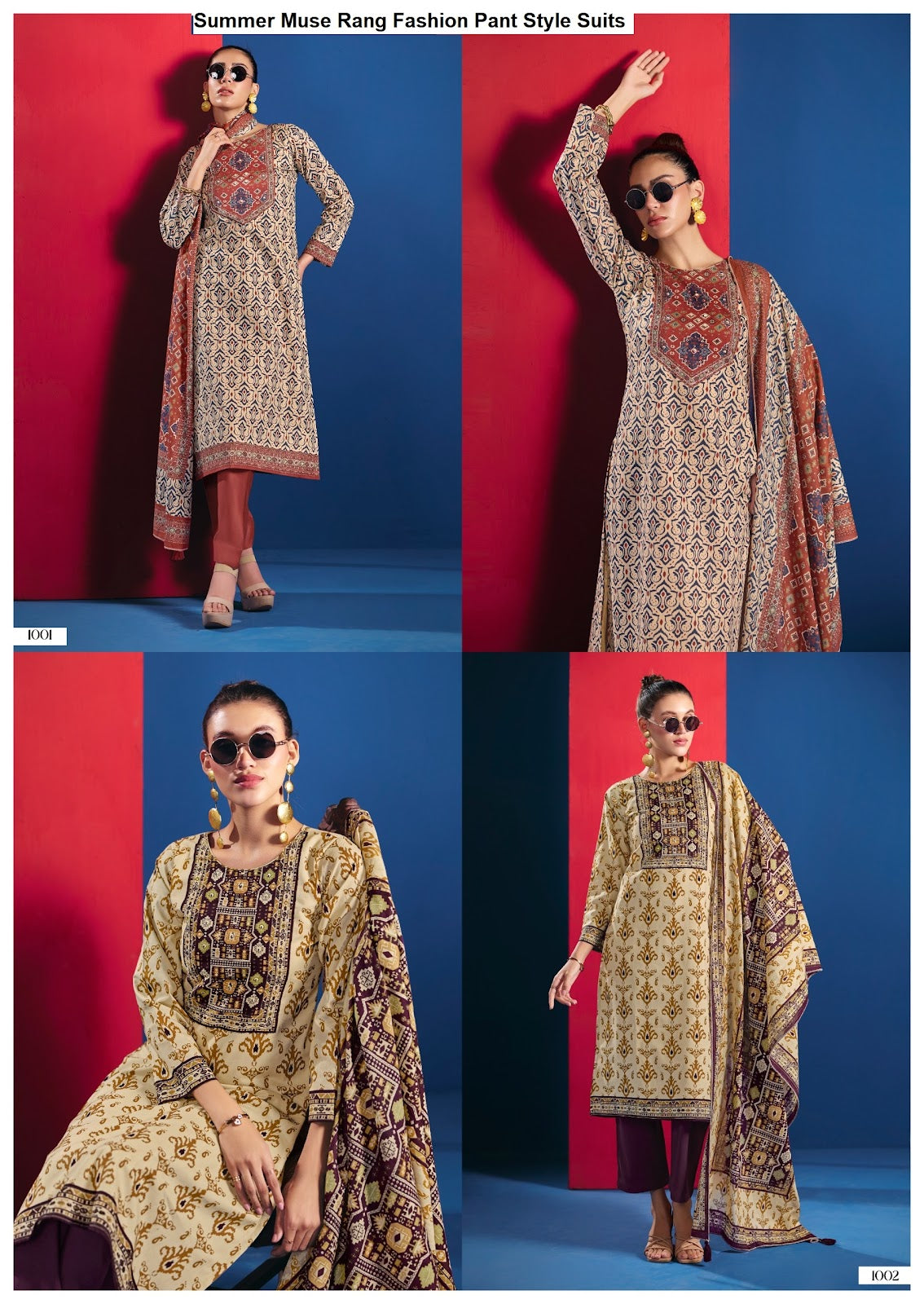 Summer Muse Rang Fashion Cotton Cambric Pant Style Suits Wholesaler India