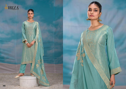 Summer Pearls Ibiza Organza Jacquard Pant Style Suits Wholesaler Gujarat