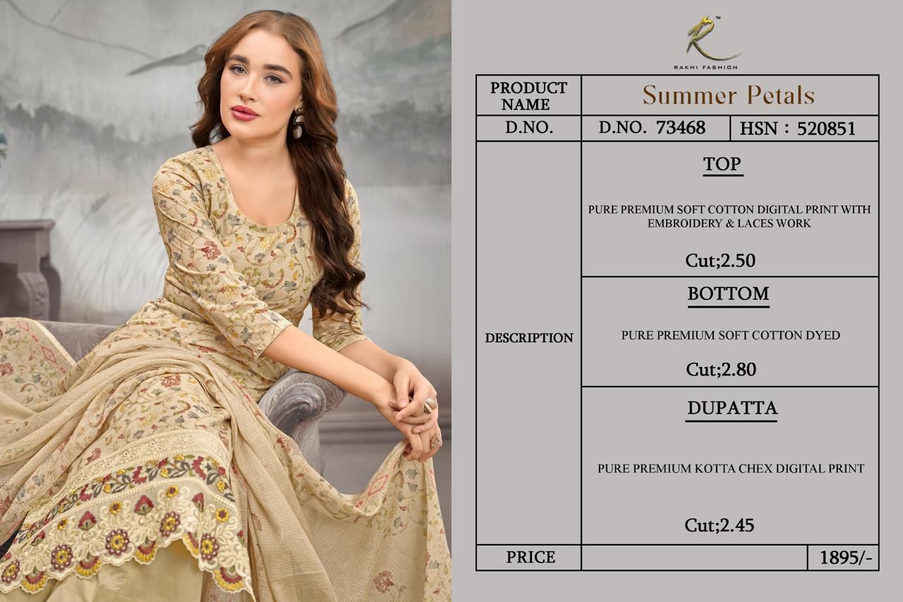 Summer Petals 73468 Rakhi Fashion Soft Cotton Pant Style Suits Wholesale Price
