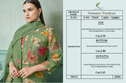 Summer Printkari 73410 Rakhi Fashion Chanderi Pant Style Suits Wholesaler India