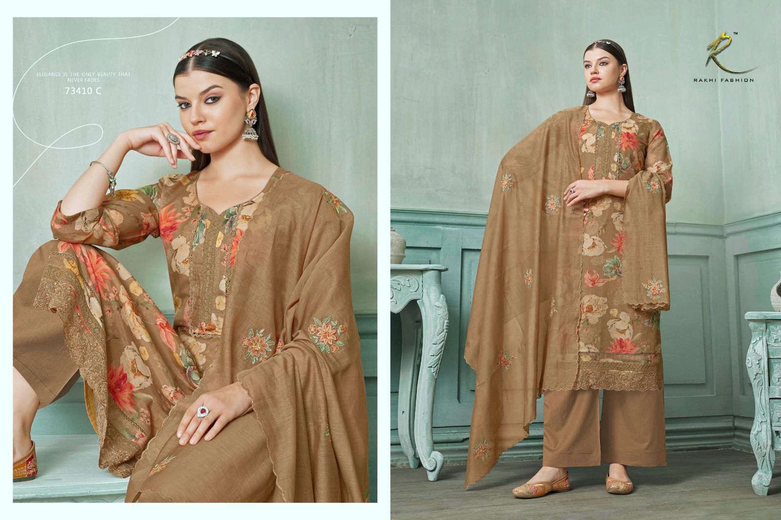 Summer Printkari 73410 Rakhi Fashion Chanderi Pant Style Suits Wholesaler India