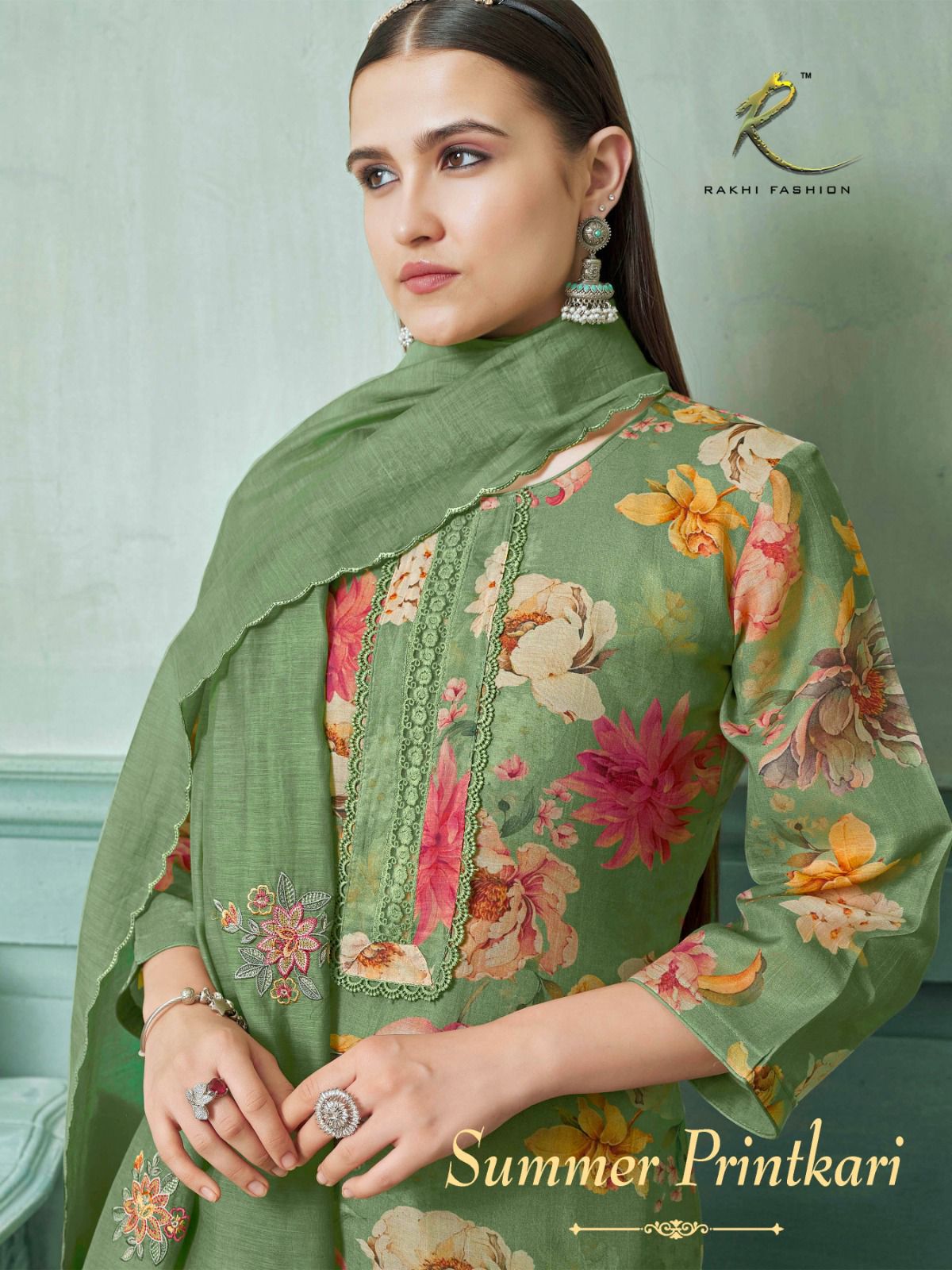 Summer Printkari 73410 Rakhi Fashion Chanderi Pant Style Suits Wholesaler India