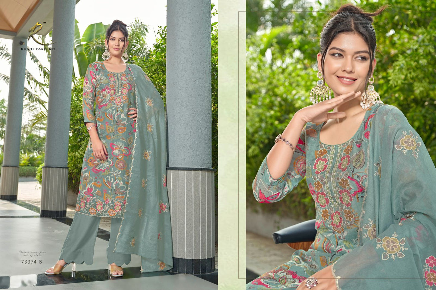 Summer Printkari Rakhi Fashion Chanderi Pant Style Suits Wholesaler Ahmedabad