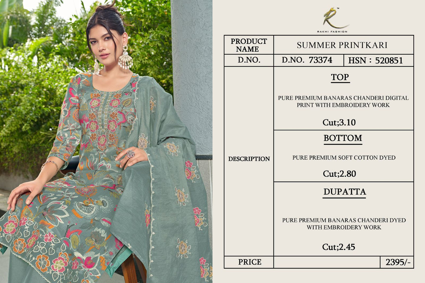 Summer Printkari Rakhi Fashion Chanderi Pant Style Suits Wholesaler Ahmedabad