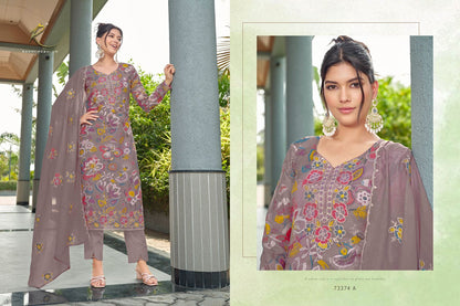 Summer Printkari Rakhi Fashion Chanderi Pant Style Suits Wholesaler Ahmedabad